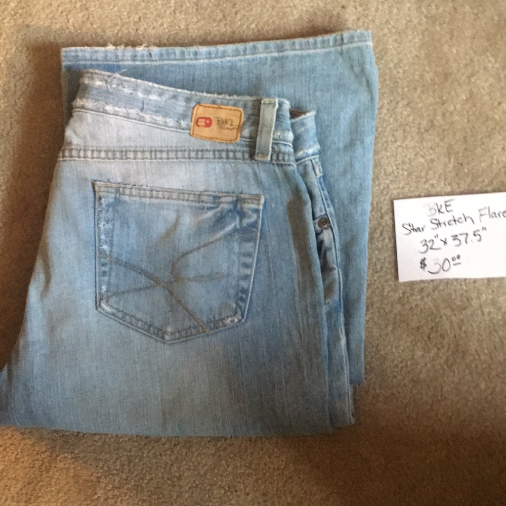 Light wash BKE  Star stretch flare Jeans 32x37.5”.